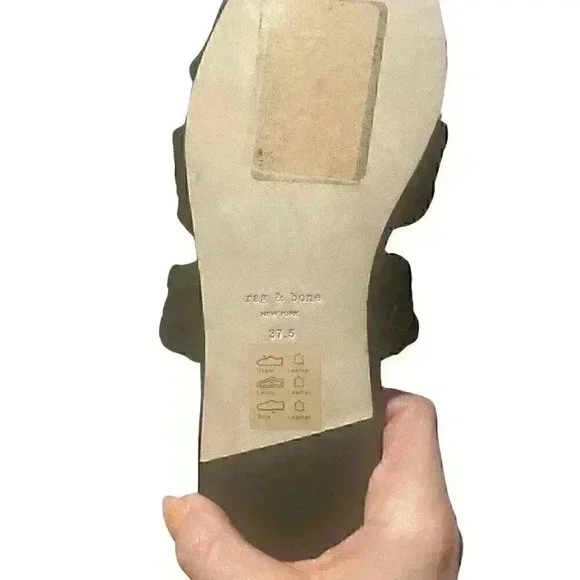 NEW RAG & BONE Lewis Black Braided Suede Pointed Toe Slide Sandal Sz 37 1/2 - Picture 4 of 11